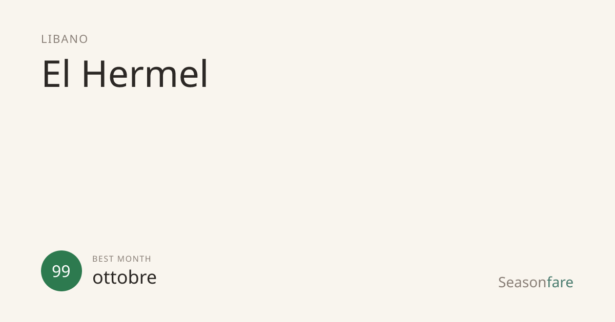 Periodo Migliore per Visitare El Hermel (2026) — Seasonfare